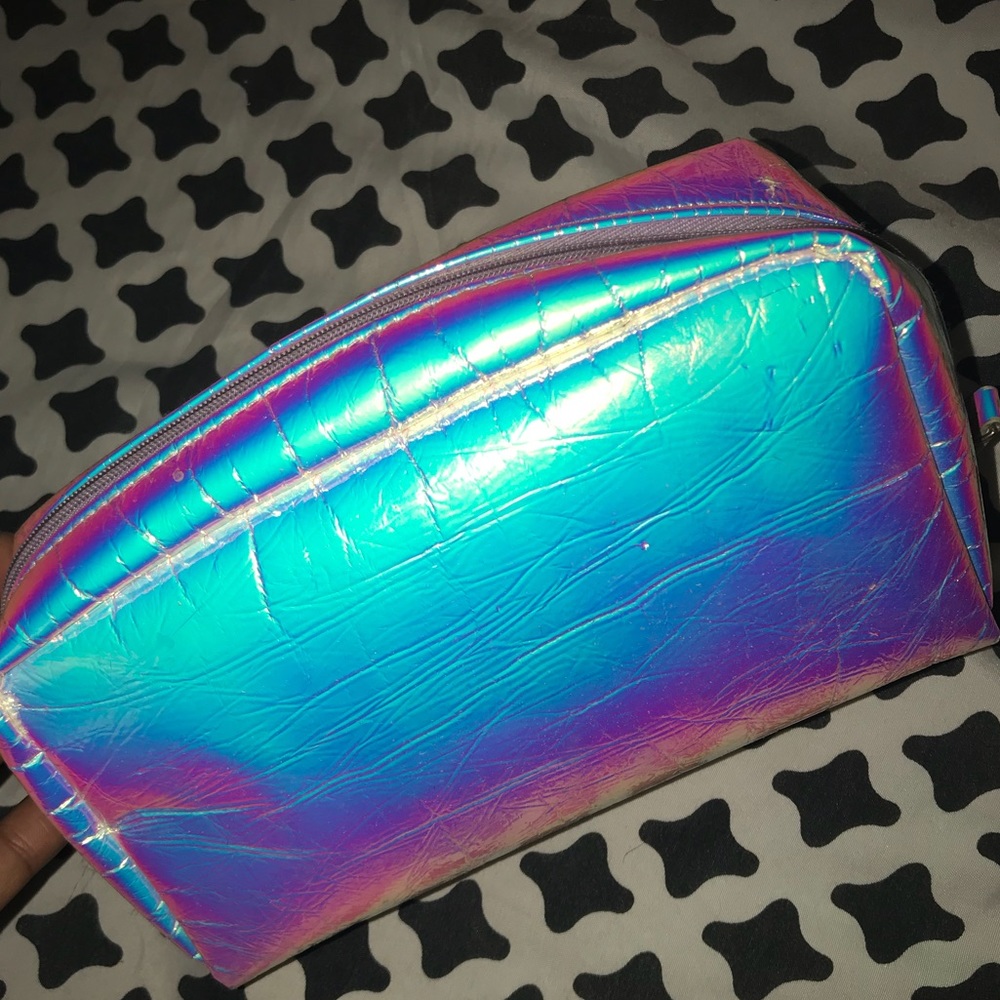 Holographic metallic makeup bag